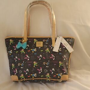 NWT Disney Parks Dooney & Bourke Black Tote with Colorful Character Design